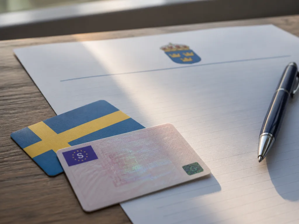 Körkort och ett officiellt brev på ett skrivbord i mjukt ljus